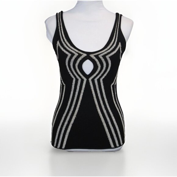 Proenza Schouler Tops - Proenza Schouler Intarsia Circle Cut Out Knit Sleeveless Top Silk/Rayon Black S